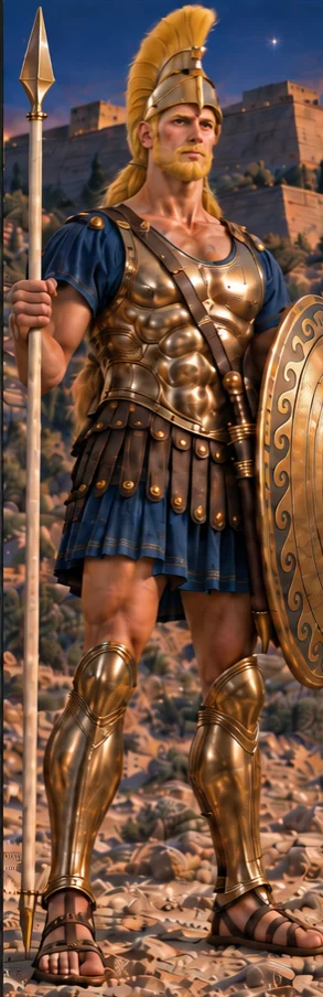 Achilles, greatest of the Greeks at Troy, full-length portrait