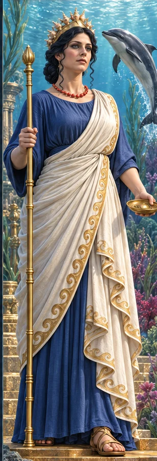 Amphitrite, Queen of the sea, full-length portrait