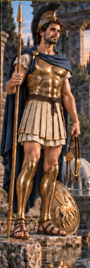 Bellerophon, rider of Pegasus, slayer of the Chimera, full-length portrait