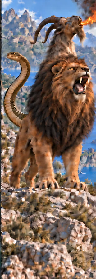 Chimera, the fire-breathing beast of Lycia, full-length portrait