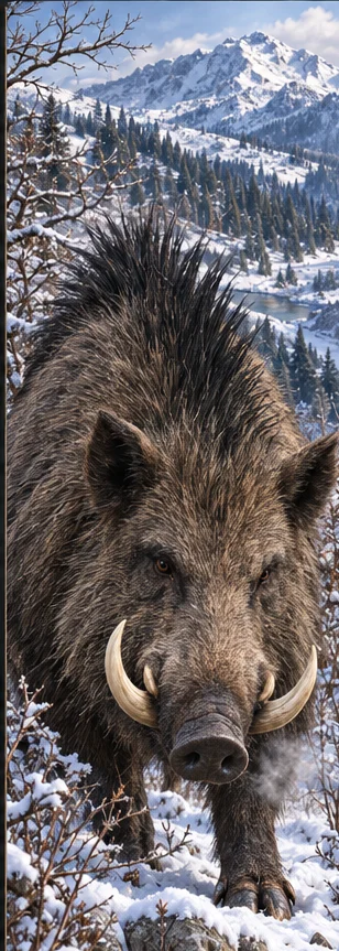Erymanthian Boar, the boar of Mount Erymanthus, full-length portrait