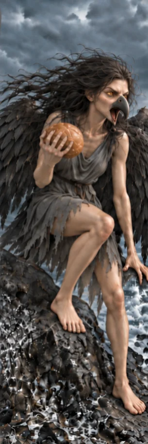 Harpy, full-length portrait