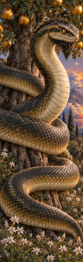 Ladon, the serpent who guarded the golden apples, full-length portrait