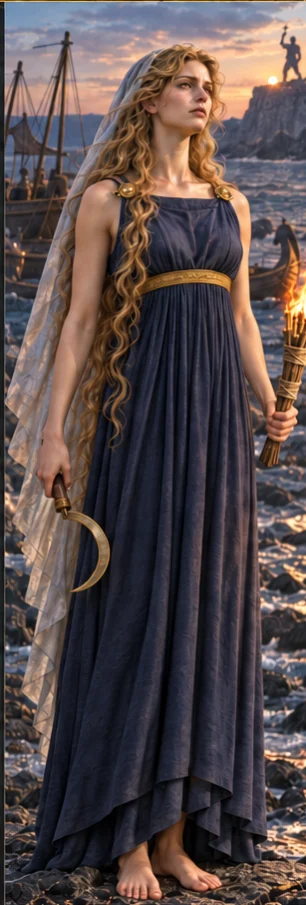 Medea, sorceress of Colchis, full-length portrait