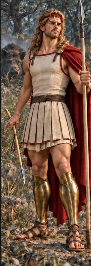 Meleager, hero of the Calydonian hunt, full-length portrait