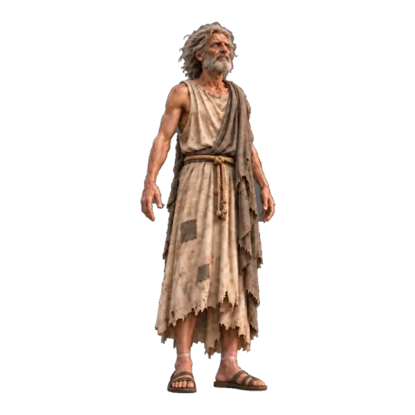 Oedipus, three-quarter view