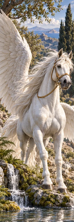 Pegasus, the winged horse, full-length portrait