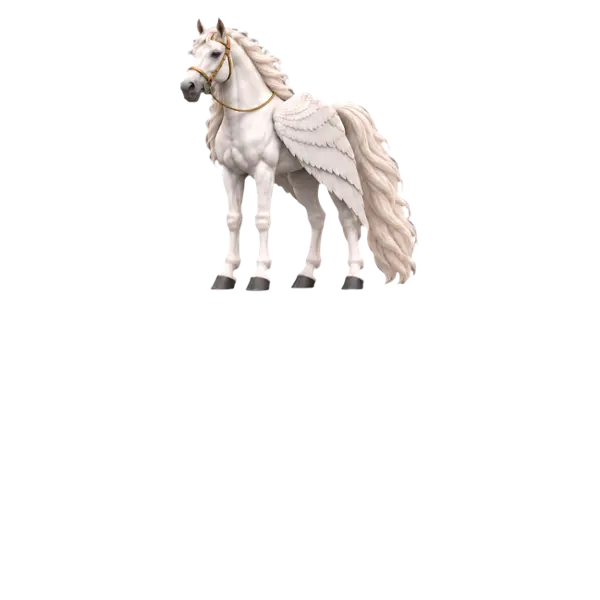 Pegasus, three-quarter view