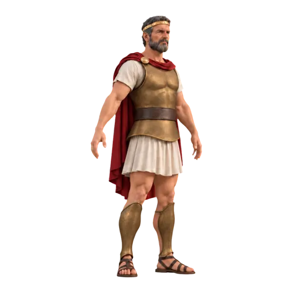 Telamon, three-quarter view