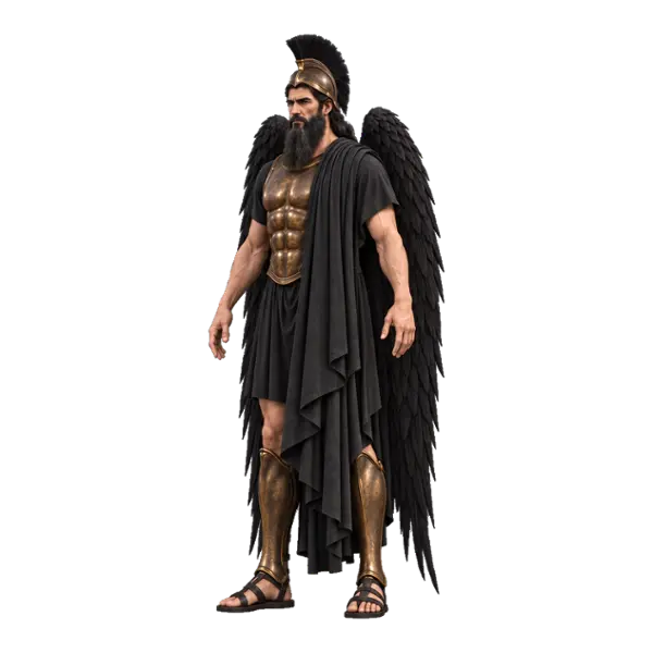 Thanatos, three-quarter view