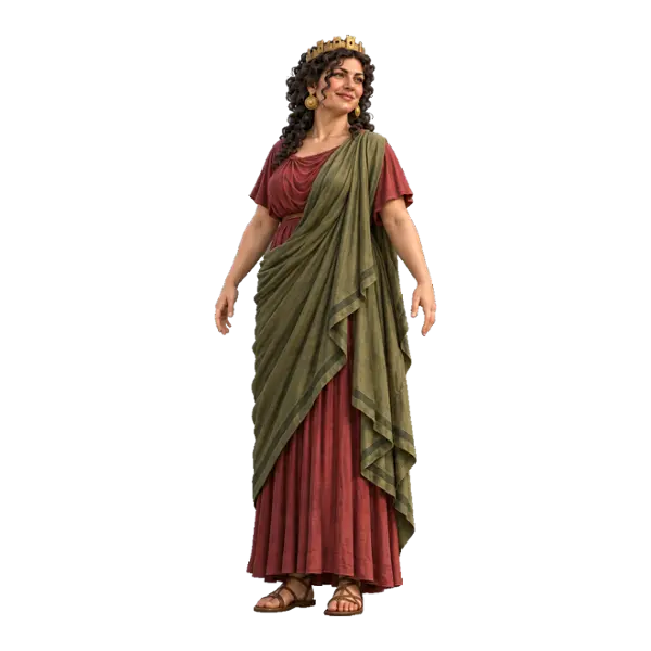 Tyche, three-quarter view